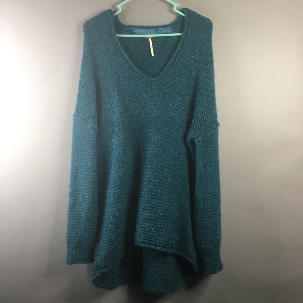Free People Oversized Alpaca V-Neck Sweater
